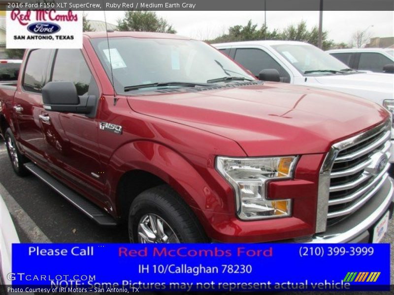 Ruby Red / Medium Earth Gray 2016 Ford F150 XLT SuperCrew