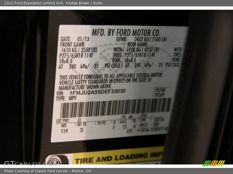 Kodiak Brown / Stone 2013 Ford Expedition Limited 4x4