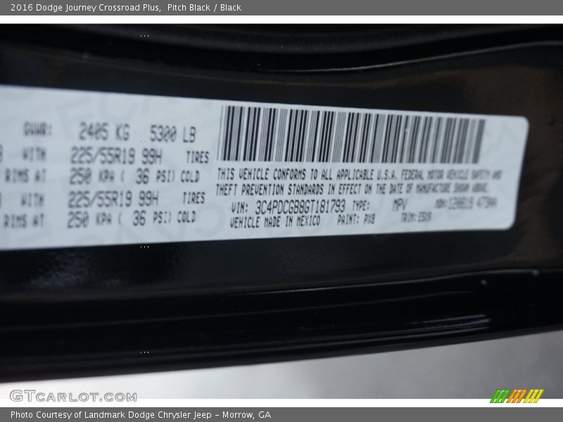 Pitch Black / Black 2016 Dodge Journey Crossroad Plus