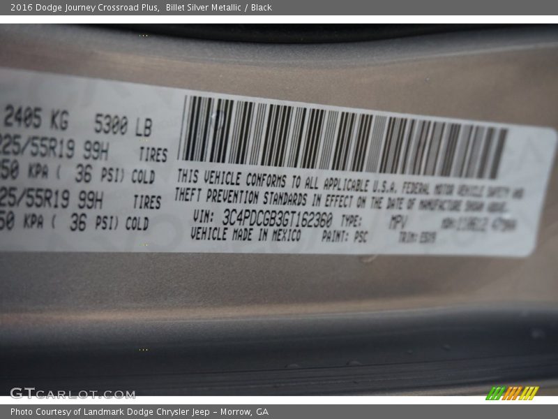 Billet Silver Metallic / Black 2016 Dodge Journey Crossroad Plus