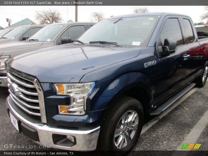 Blue Jeans / Medium Earth Gray 2016 Ford F150 XLT SuperCab