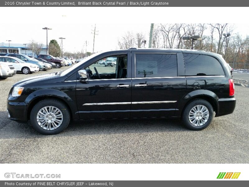 Brilliant Black Crystal Pearl / Black/Light Graystone 2016 Chrysler Town & Country Limited