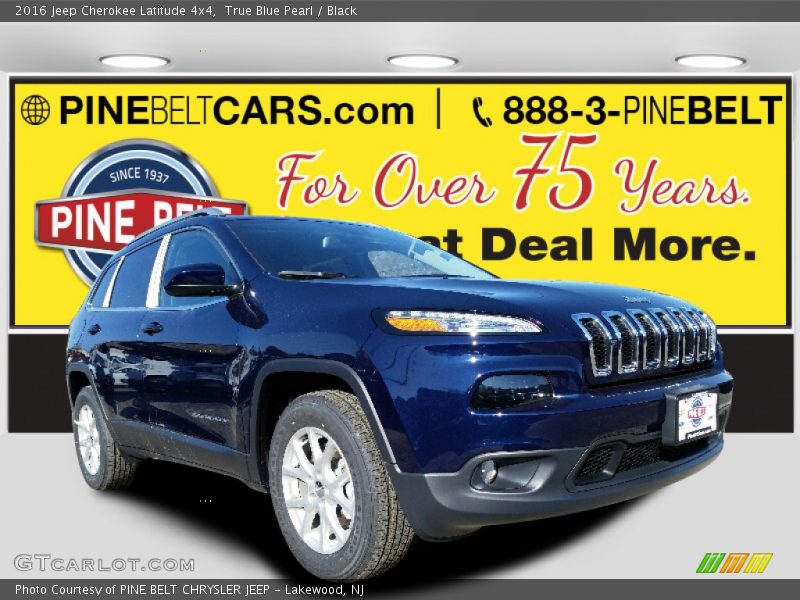True Blue Pearl / Black 2016 Jeep Cherokee Latitude 4x4