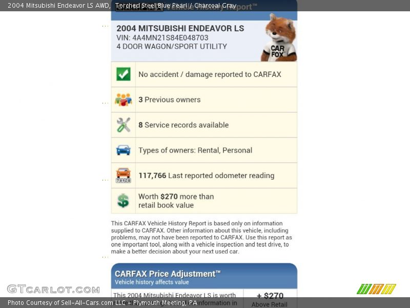 Torched Steel Blue Pearl / Charcoal Gray 2004 Mitsubishi Endeavor LS AWD