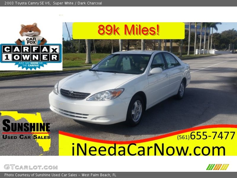 Super White / Dark Charcoal 2003 Toyota Camry SE V6