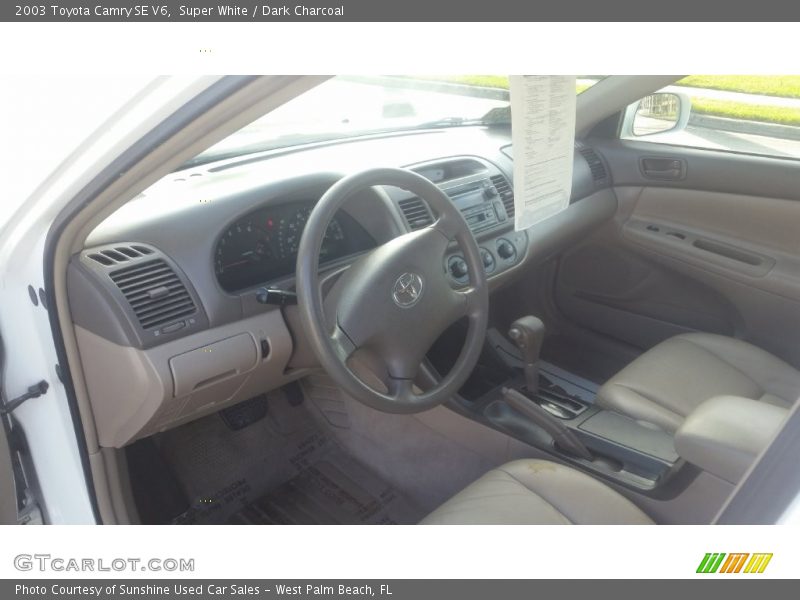 Super White / Dark Charcoal 2003 Toyota Camry SE V6