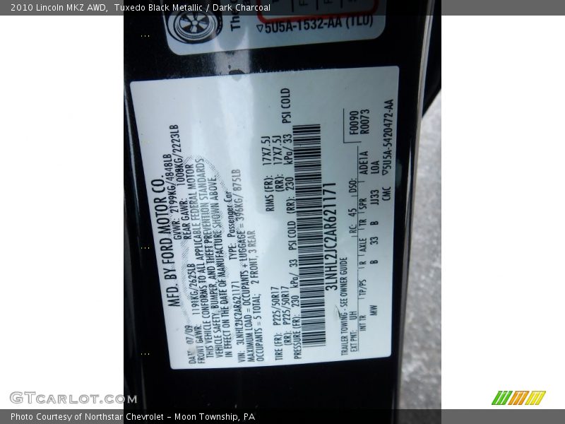 Tuxedo Black Metallic / Dark Charcoal 2010 Lincoln MKZ AWD