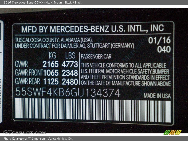 Black / Black 2016 Mercedes-Benz C 300 4Matic Sedan