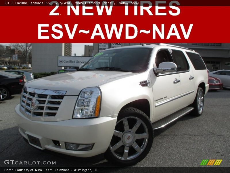 White Diamond Tricoat / Ebony/Ebony 2012 Cadillac Escalade ESV Luxury AWD