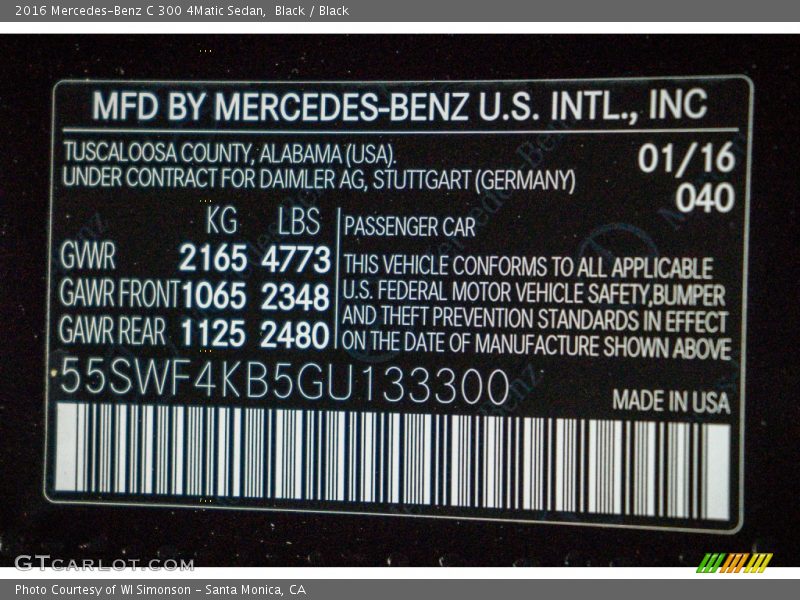 Black / Black 2016 Mercedes-Benz C 300 4Matic Sedan