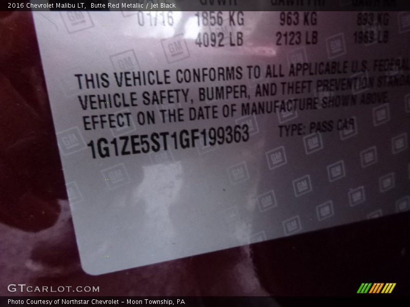 Butte Red Metallic / Jet Black 2016 Chevrolet Malibu LT