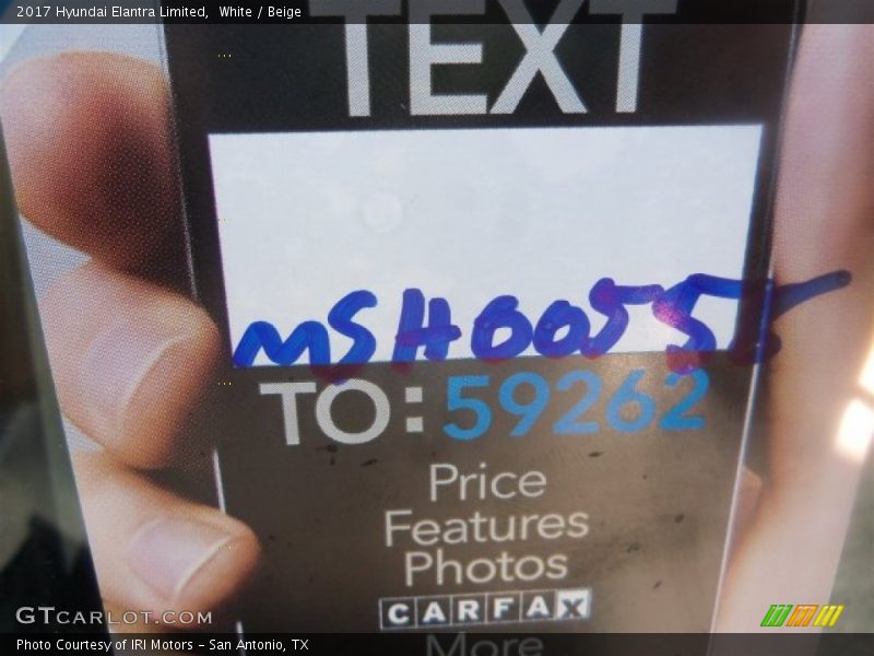 White / Beige 2017 Hyundai Elantra Limited