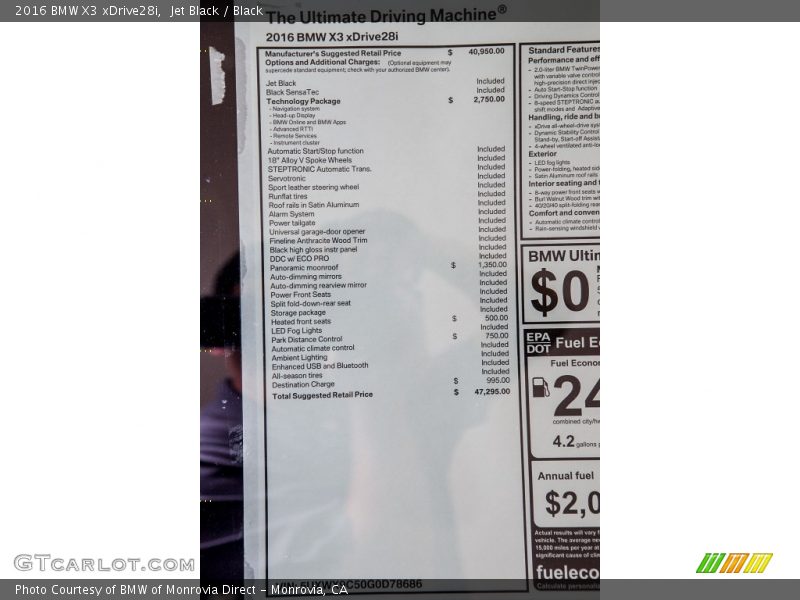 Jet Black / Black 2016 BMW X3 xDrive28i