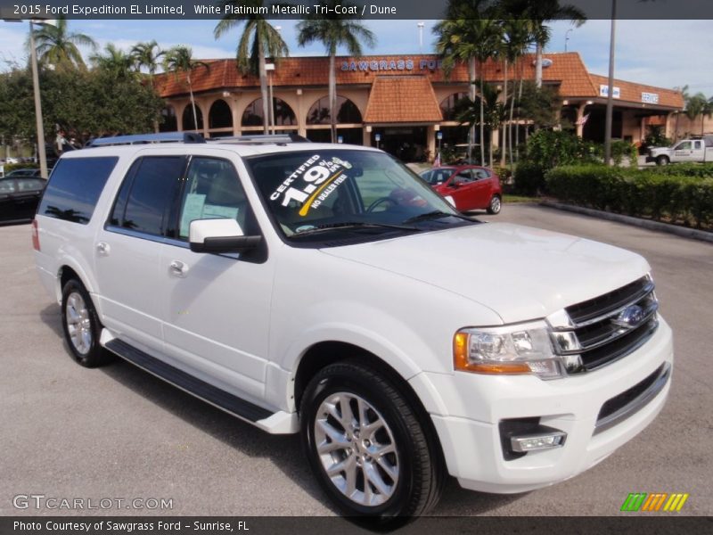 White Platinum Metallic Tri-Coat / Dune 2015 Ford Expedition EL Limited