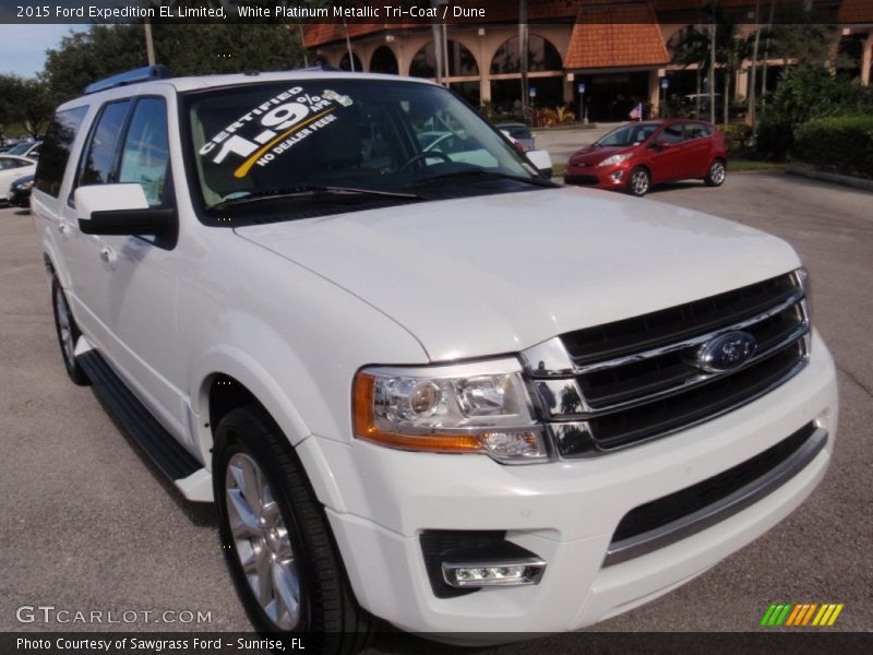 White Platinum Metallic Tri-Coat / Dune 2015 Ford Expedition EL Limited