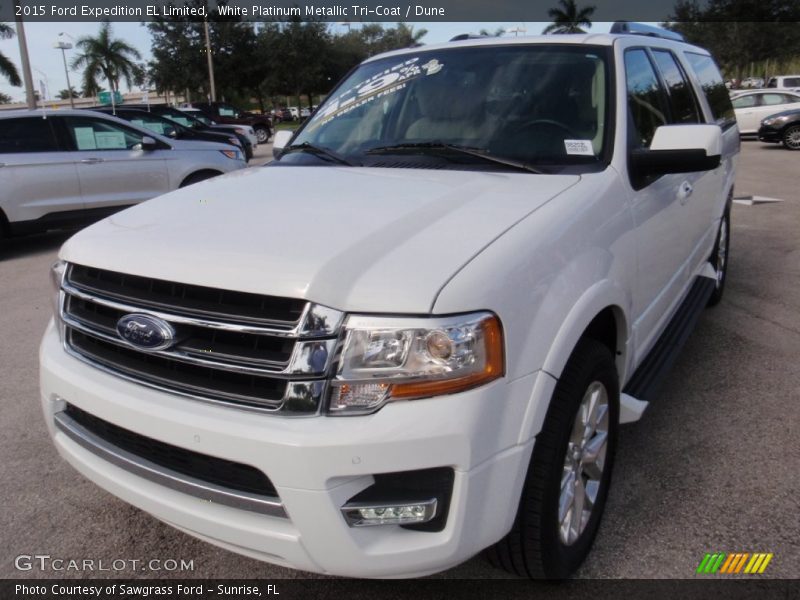 White Platinum Metallic Tri-Coat / Dune 2015 Ford Expedition EL Limited