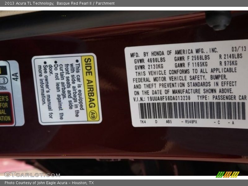 Basque Red Pearl II / Parchment 2013 Acura TL Technology