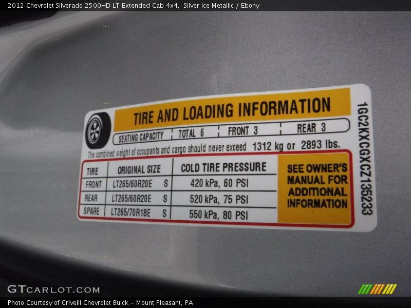 Silver Ice Metallic / Ebony 2012 Chevrolet Silverado 2500HD LT Extended Cab 4x4