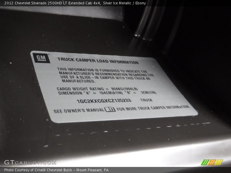 Silver Ice Metallic / Ebony 2012 Chevrolet Silverado 2500HD LT Extended Cab 4x4