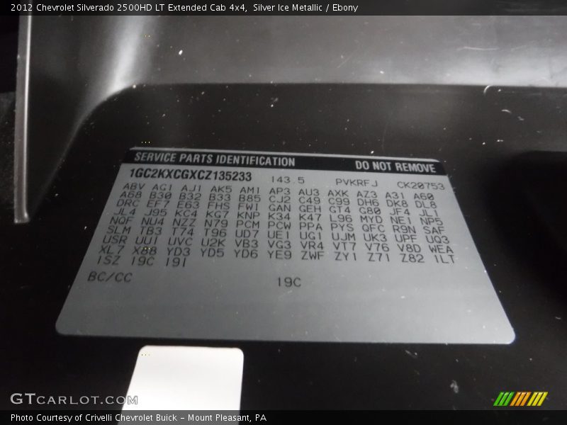 Silver Ice Metallic / Ebony 2012 Chevrolet Silverado 2500HD LT Extended Cab 4x4