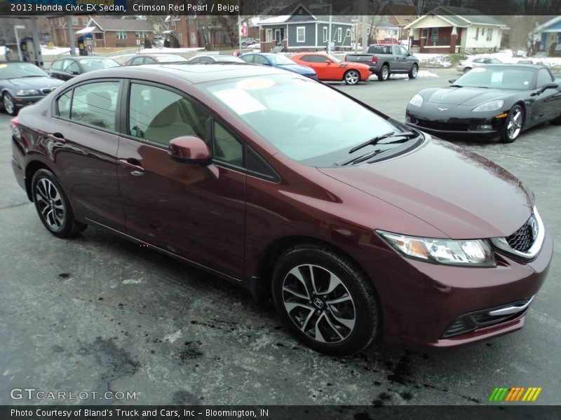 Crimson Red Pearl / Beige 2013 Honda Civic EX Sedan