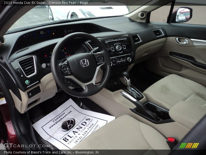 Crimson Red Pearl / Beige 2013 Honda Civic EX Sedan