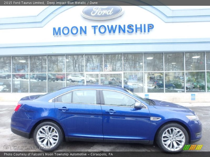 Deep Impact Blue Metallic / Dune 2015 Ford Taurus Limited