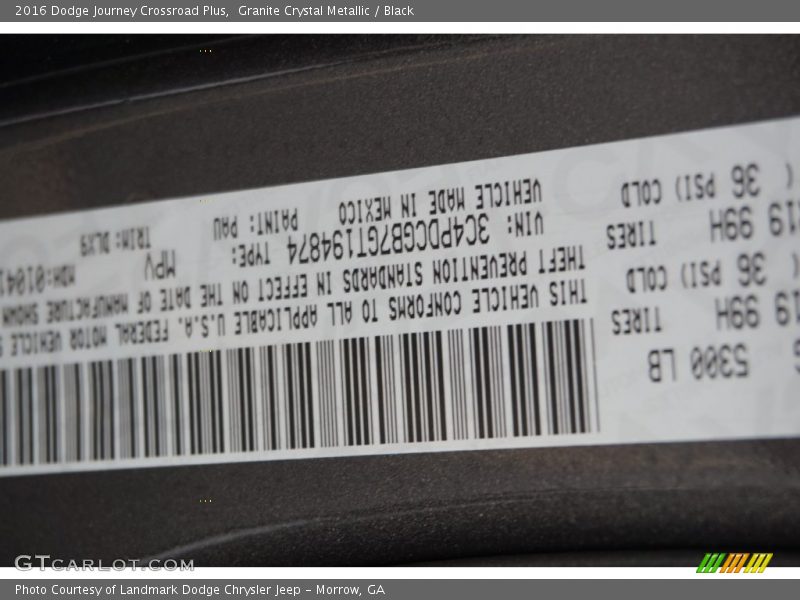 Granite Crystal Metallic / Black 2016 Dodge Journey Crossroad Plus