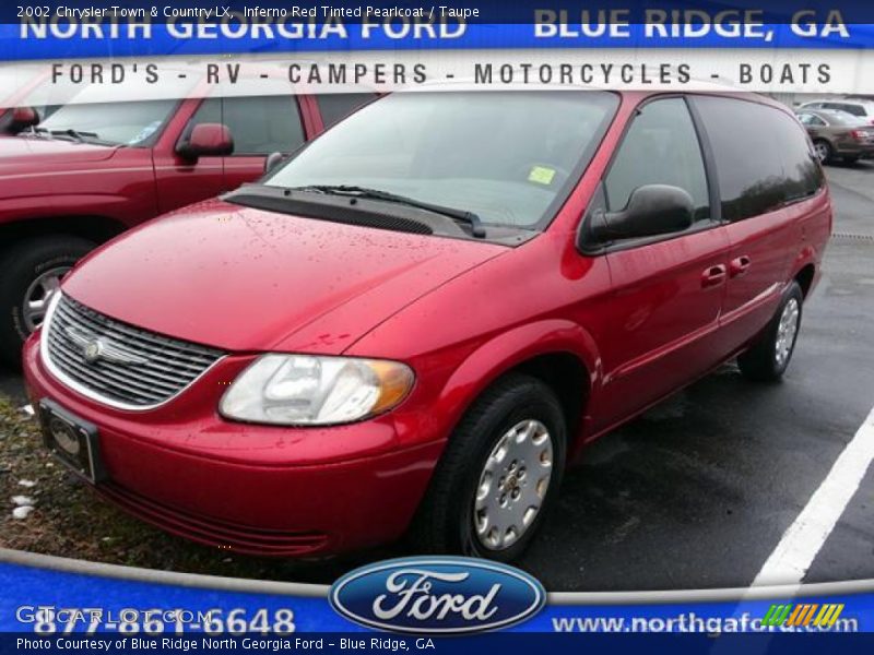 Inferno Red Tinted Pearlcoat / Taupe 2002 Chrysler Town & Country LX