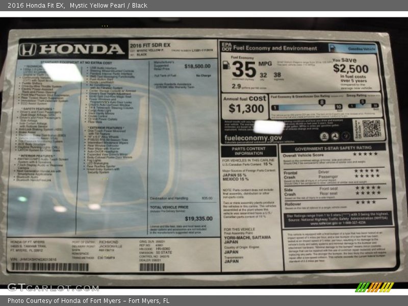  2016 Fit EX Window Sticker