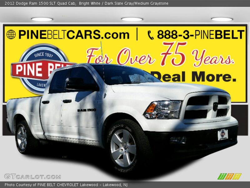 Bright White / Dark Slate Gray/Medium Graystone 2012 Dodge Ram 1500 SLT Quad Cab