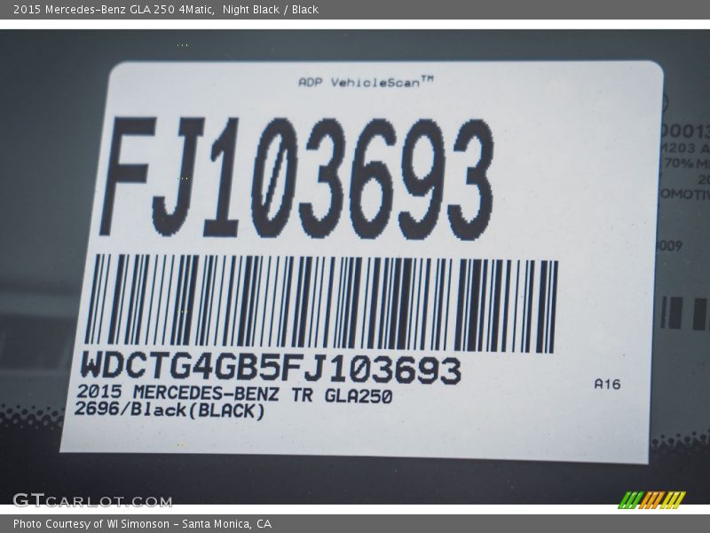 Night Black / Black 2015 Mercedes-Benz GLA 250 4Matic