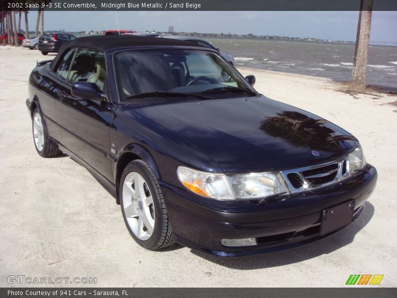 Midnight Blue Metallic / Sand Beige 2002 Saab 9-3 SE Convertible