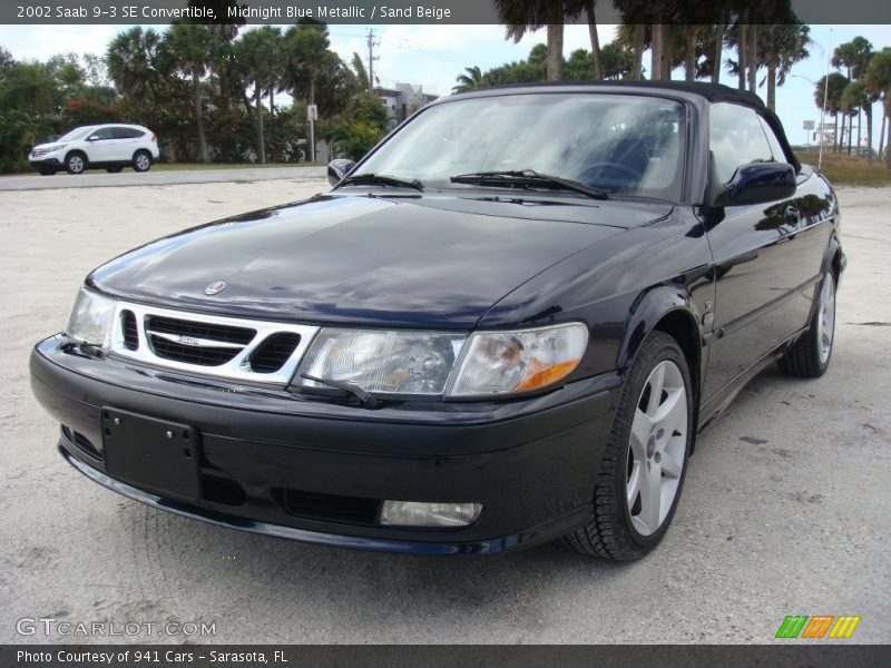 Midnight Blue Metallic / Sand Beige 2002 Saab 9-3 SE Convertible