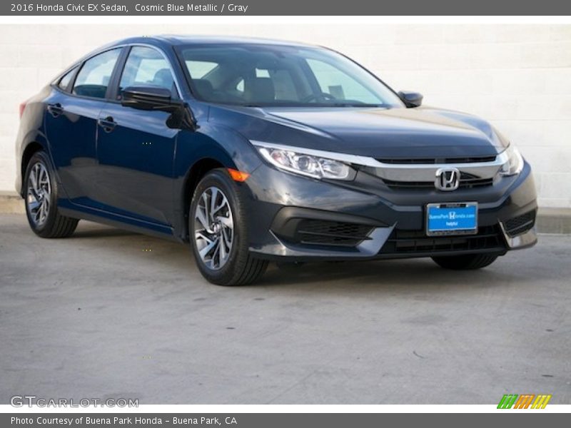 Cosmic Blue Metallic / Gray 2016 Honda Civic EX Sedan