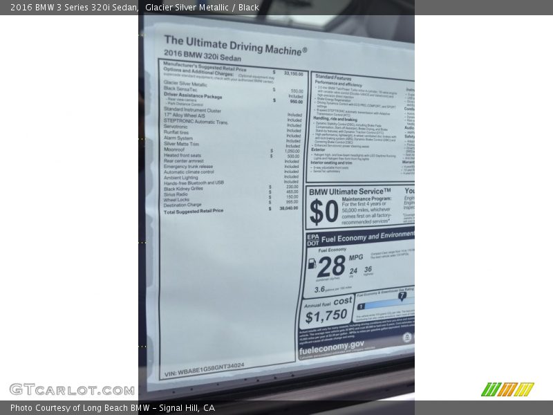 Glacier Silver Metallic / Black 2016 BMW 3 Series 320i Sedan