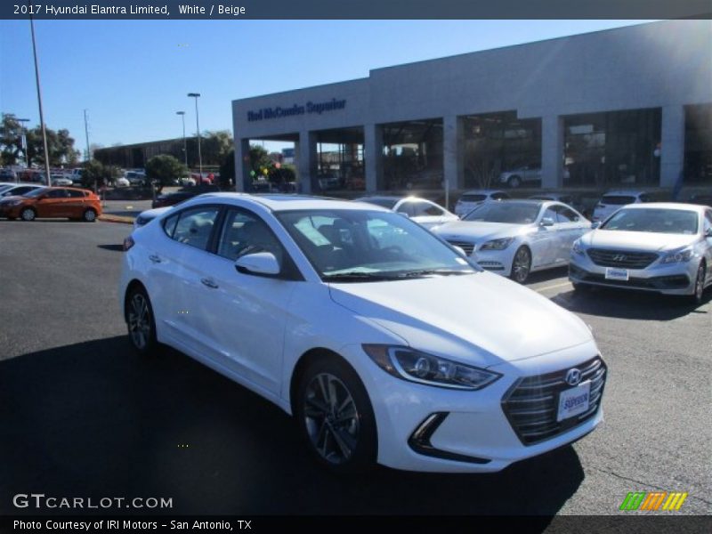 White / Beige 2017 Hyundai Elantra Limited