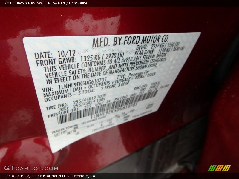 Ruby Red / Light Dune 2013 Lincoln MKS AWD