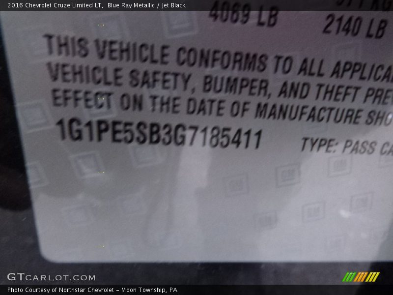 Blue Ray Metallic / Jet Black 2016 Chevrolet Cruze Limited LT