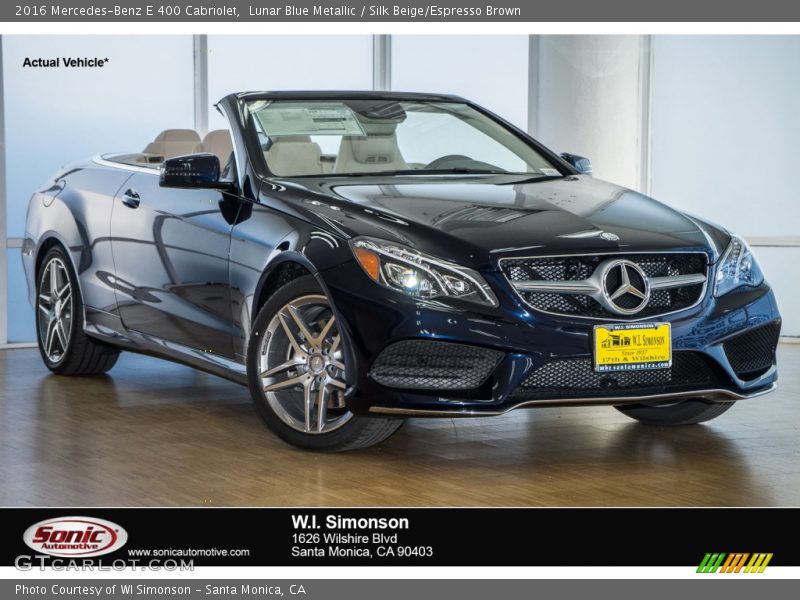 Lunar Blue Metallic / Silk Beige/Espresso Brown 2016 Mercedes-Benz E 400 Cabriolet