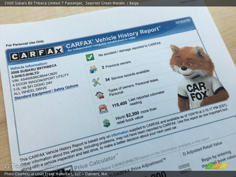 Seacrest Green Metallic / Beige 2006 Subaru B9 Tribeca Limited 7 Passenger