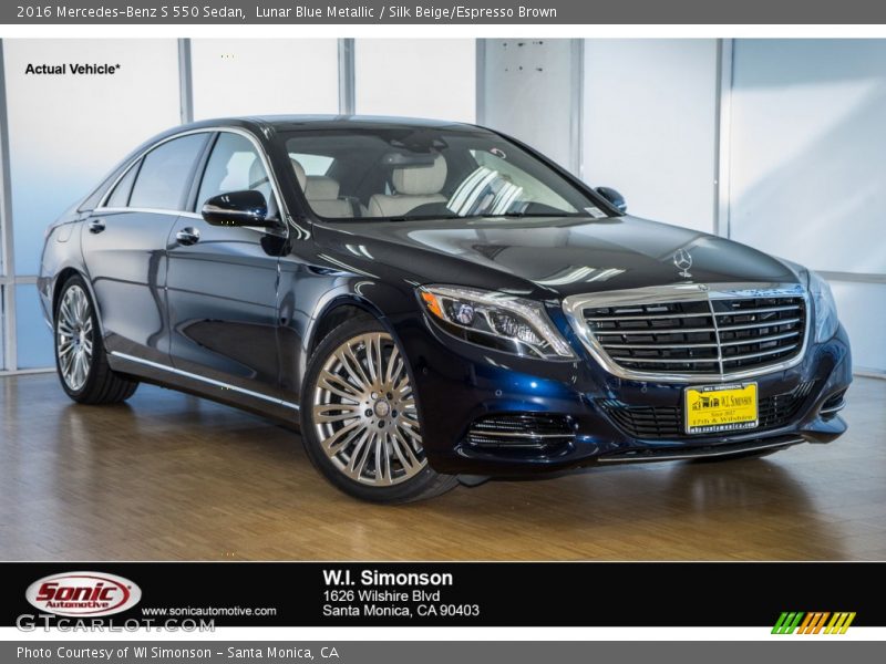Lunar Blue Metallic / Silk Beige/Espresso Brown 2016 Mercedes-Benz S 550 Sedan