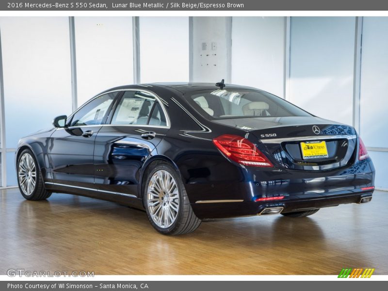 Lunar Blue Metallic / Silk Beige/Espresso Brown 2016 Mercedes-Benz S 550 Sedan