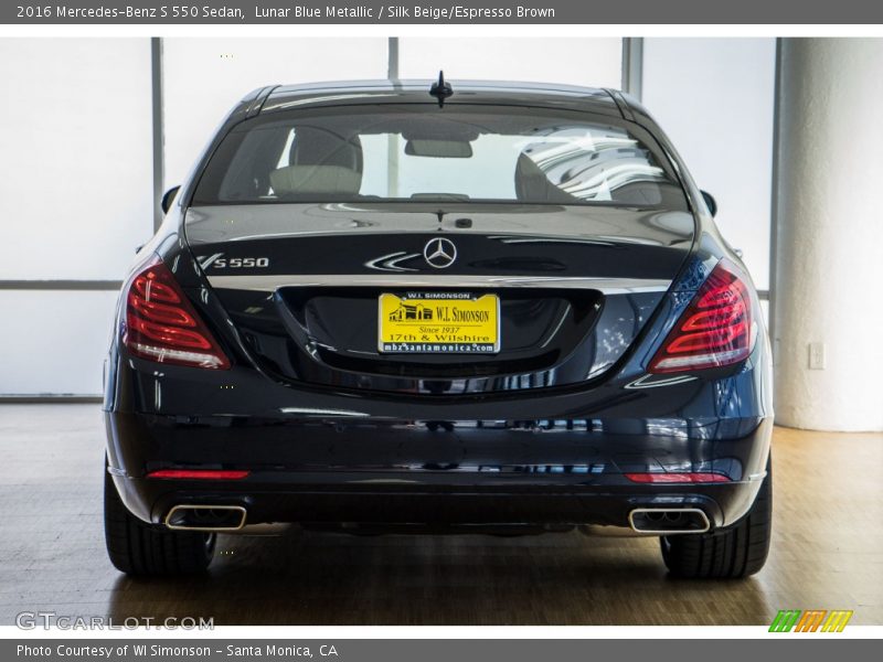 Lunar Blue Metallic / Silk Beige/Espresso Brown 2016 Mercedes-Benz S 550 Sedan