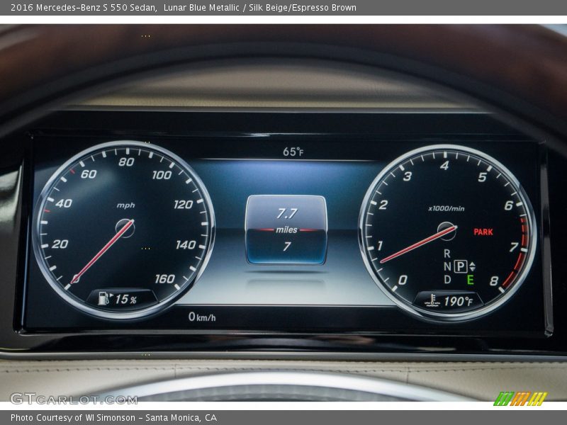 Lunar Blue Metallic / Silk Beige/Espresso Brown 2016 Mercedes-Benz S 550 Sedan