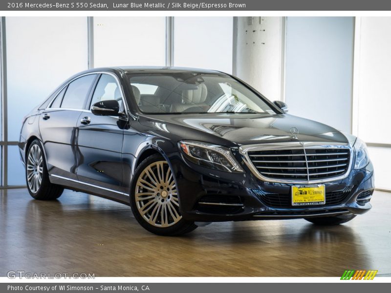 Lunar Blue Metallic / Silk Beige/Espresso Brown 2016 Mercedes-Benz S 550 Sedan