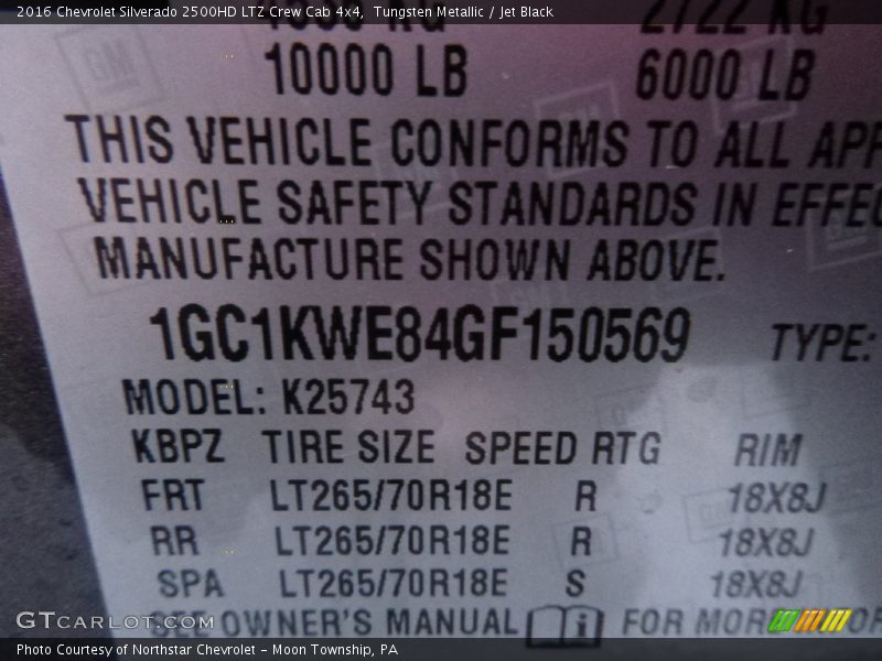 Tungsten Metallic / Jet Black 2016 Chevrolet Silverado 2500HD LTZ Crew Cab 4x4