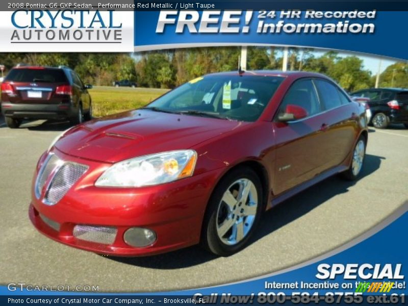Performance Red Metallic / Light Taupe 2008 Pontiac G6 GXP Sedan