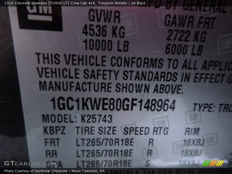 Tungsten Metallic / Jet Black 2016 Chevrolet Silverado 2500HD LTZ Crew Cab 4x4
