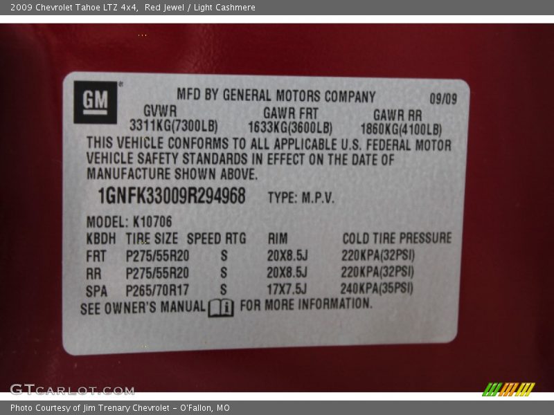 Red Jewel / Light Cashmere 2009 Chevrolet Tahoe LTZ 4x4